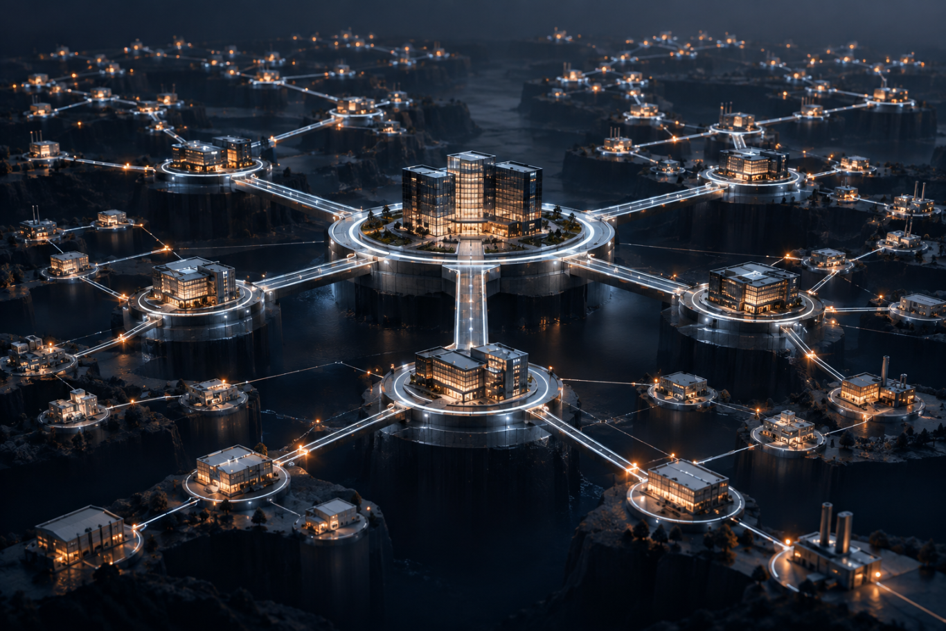 A connected network across several levels, representing visibility beyond direct partners.